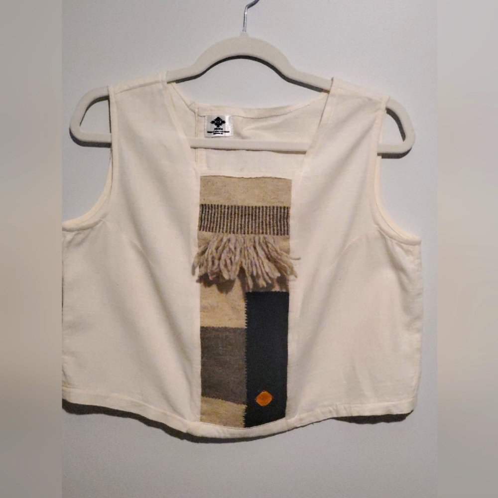 Xcala Autentic Hand Made top natural  Linen with natural wool details
